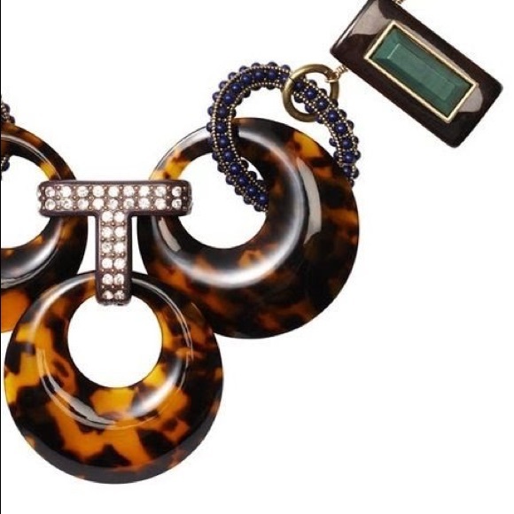 LOFT Jewelry - Short Tortoiseshell & Blue Stone Link Necklace